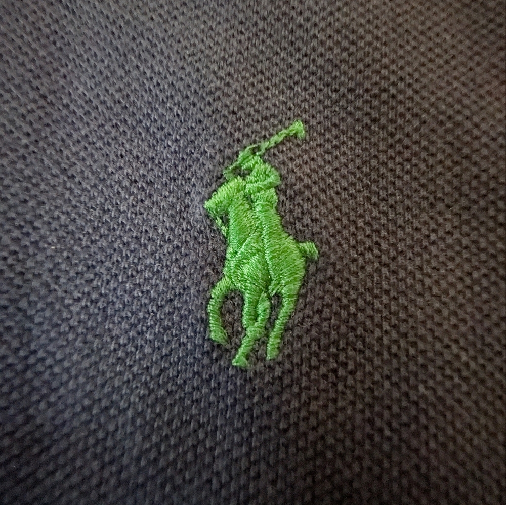VTG Polo Ralph Lauren 2XL Custom Fit Polo Blue Crest Patch Metal Button - Picture 4 of 12